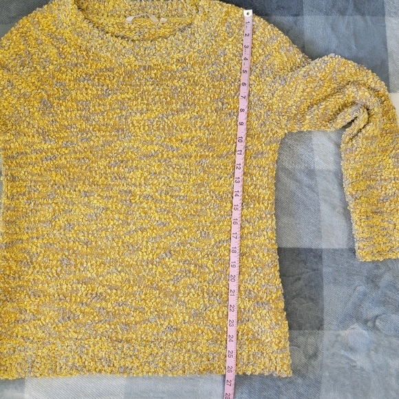 Soft Surroundings Yellow Gray Marled Textured Knit Sweater Size Medium - Picture 10 of 10
